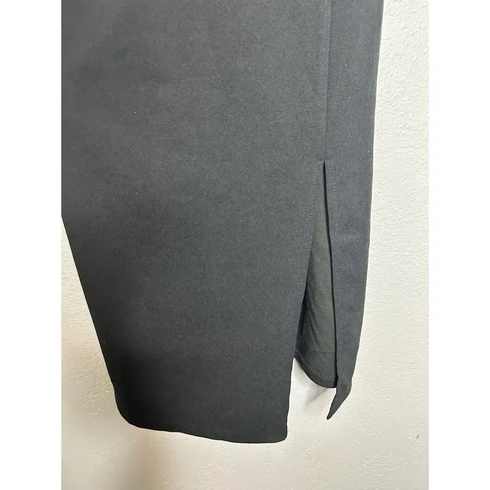 Lulus Shape the Night Black LBD Asymmetrical‎ Midi Dress Bodycon Sleeveless XL